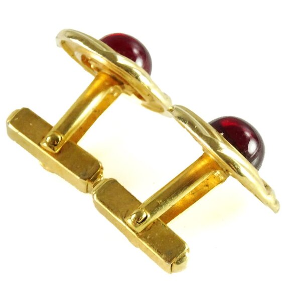 Anson 1940s 50s Vintage Cufflinks Red Cabochon Round - Picture 2 of 4